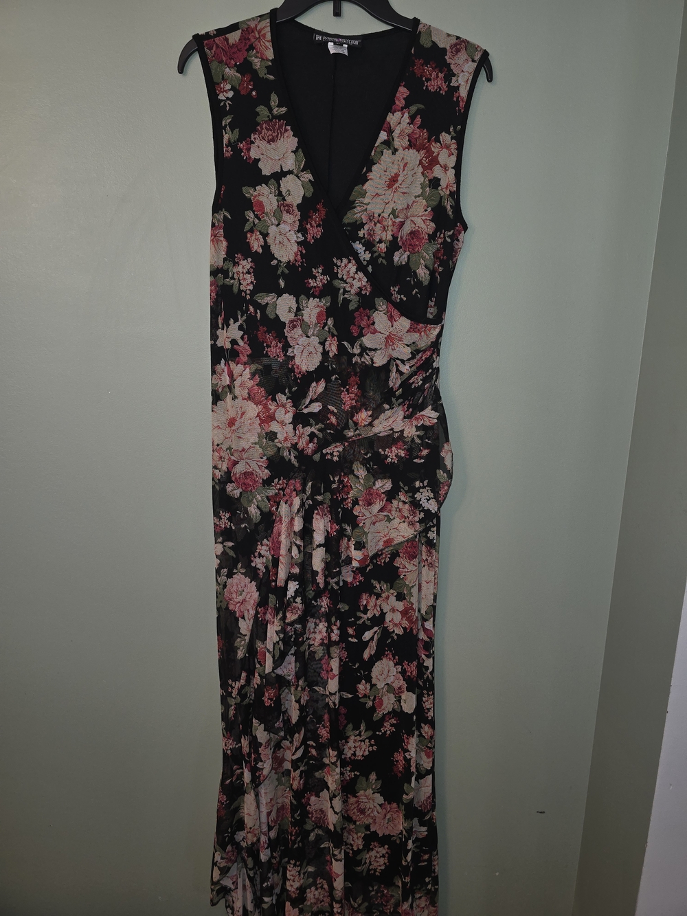 The Pyramid Collection Black Jumpsuit with Pink and Cream Floral Print
